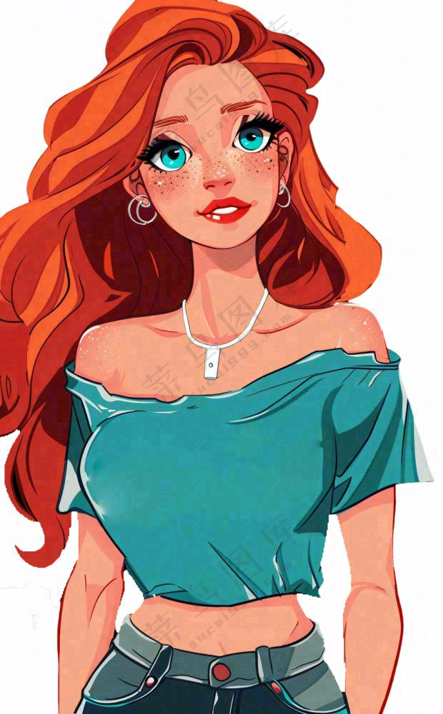 美式少女潮流精致美丽人物卡通插画免抠