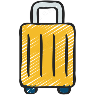 黄色行李箱 拉杆箱 铅笔手绘图标 icon