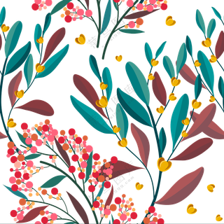 藤蔓植物插画创意四方连续免抠素材