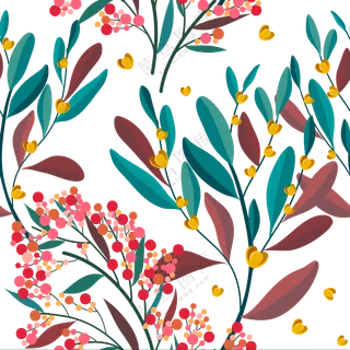 藤蔓植物插画创意四方连续免抠素材