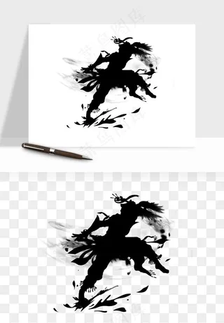 水墨江湖侠客武侠剪影png免抠