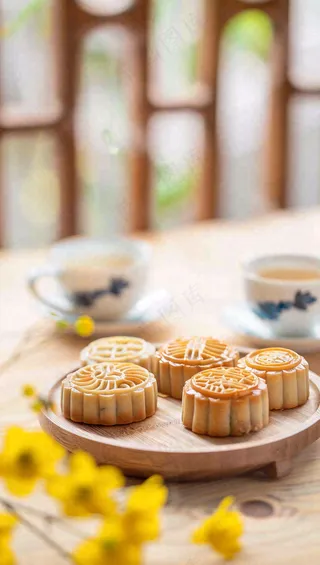 中秋节月饼摄影图