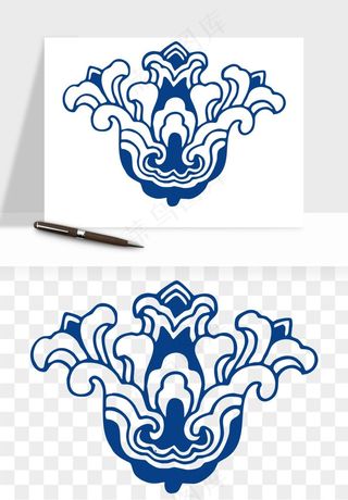 青花瓷花纹花卉图案png免抠