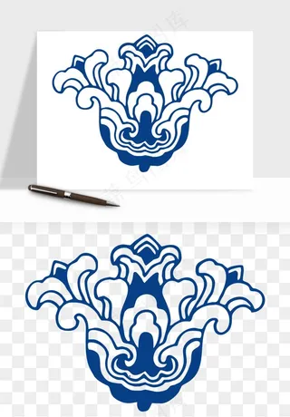 青花瓷花纹花卉图案png免抠