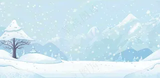 冬天白雪覆盖寒冷唯美雪景大寒插画背景