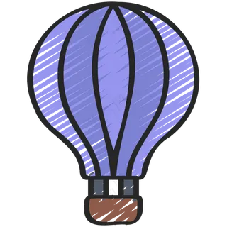 紫色热气球 铅笔手绘图标 icon