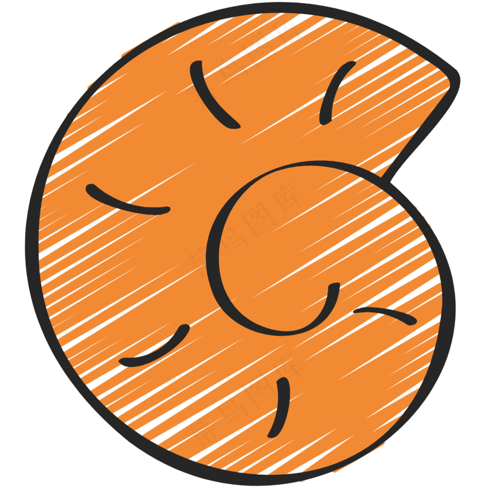 橙色小海螺 铅笔手绘图标 icon