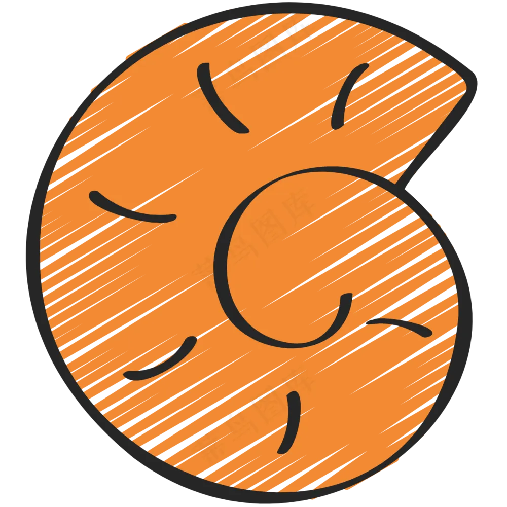 橙色小海螺 铅笔手绘图标 icon