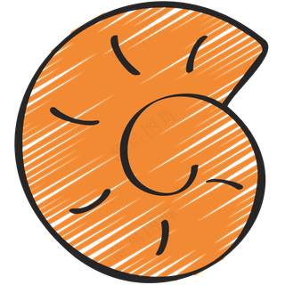 橙色小海螺 铅笔手绘图标 icon