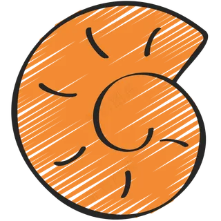 橙色小海螺 铅笔手绘图标 icon