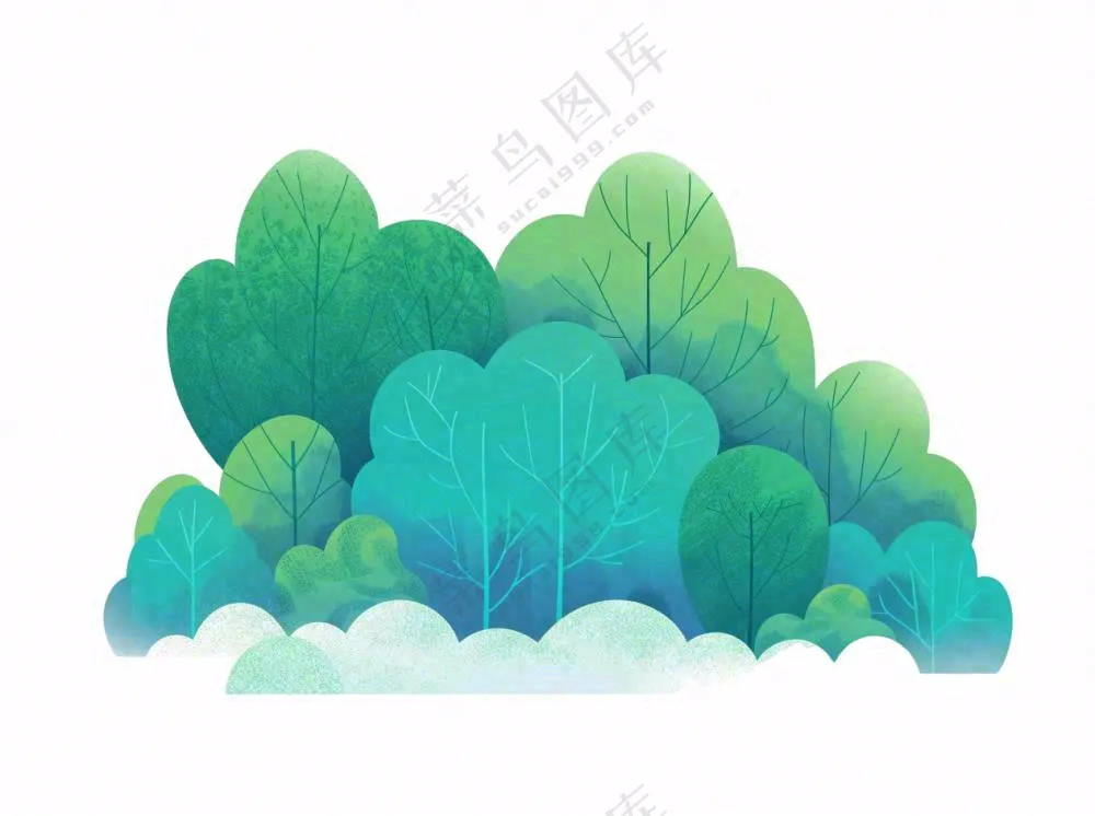 草丛灌木丛绿叶插画免抠