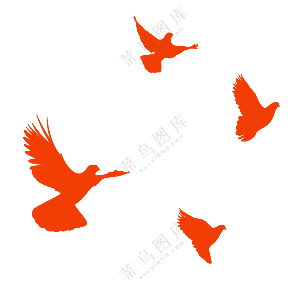 展翅高飞的和平鸽剪影元素PNG图片