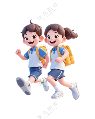 卡通3D小学生 免抠Png元素