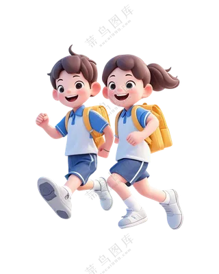 卡通3D小学生 免抠Png元素
