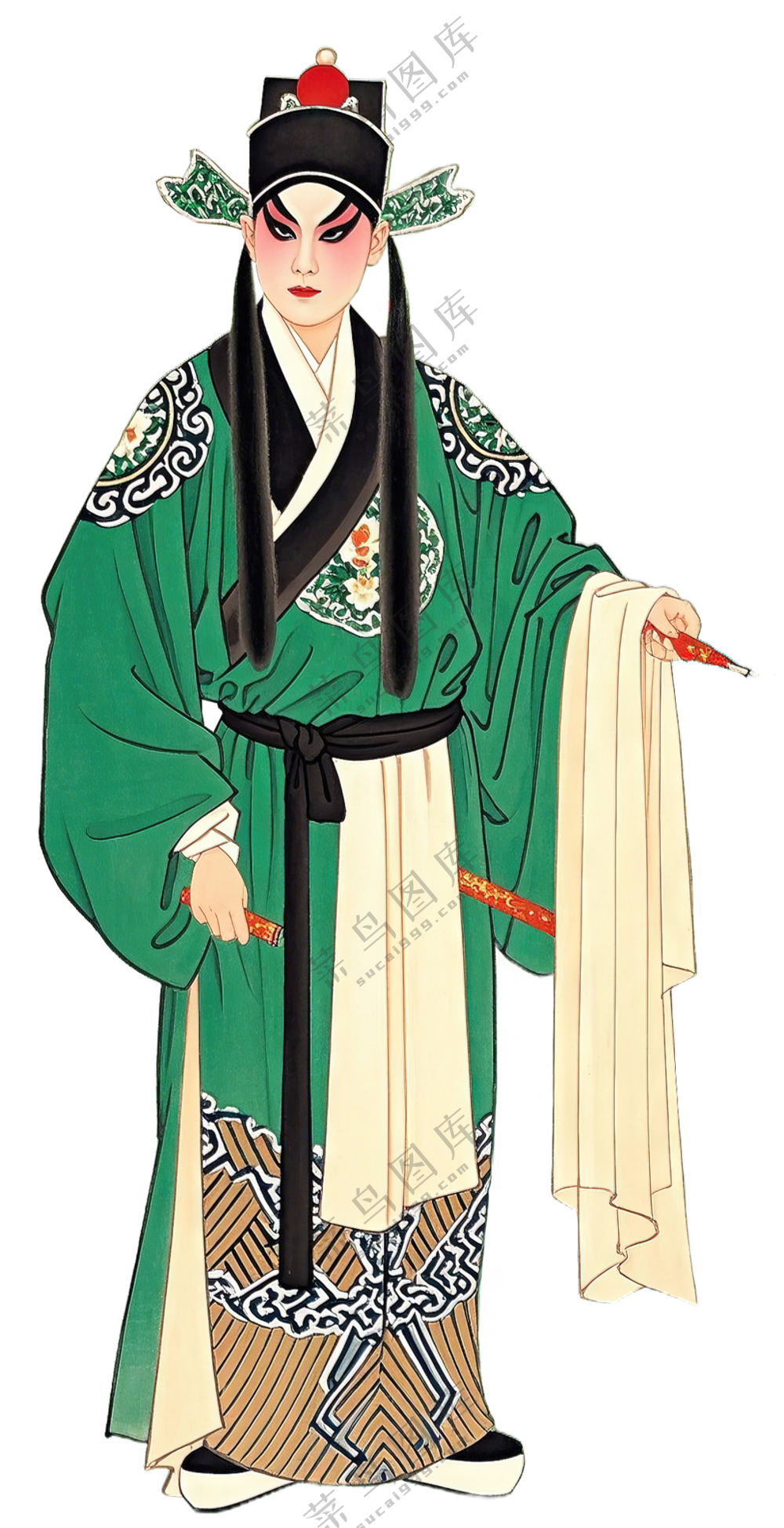 免抠中国画中国风京剧小生人物