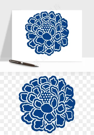 青花瓷花纹花卉图案png免抠