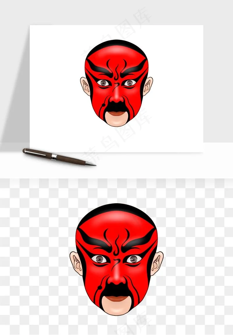 手绘戏剧脸谱卡通面具png免抠