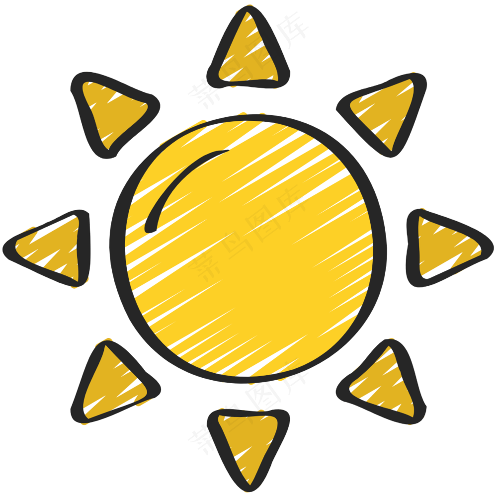 太阳 晴天 铅笔手绘图标 icon