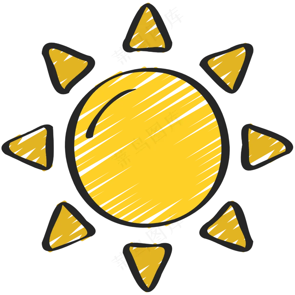 太阳 晴天 铅笔手绘图标 icon