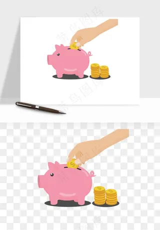 存钱罐理财金猪png免抠