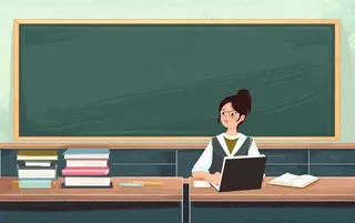 讲台上课教书育人老师黑板教师节卡通插画背景