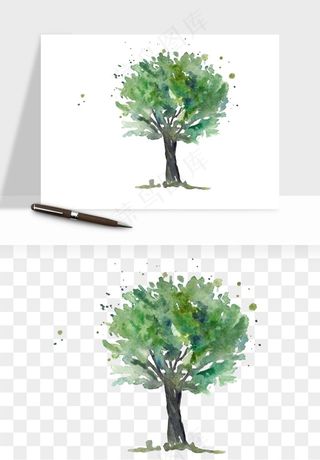 水彩手绘树木png免抠