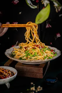 特色凉面拌面美食背景素材