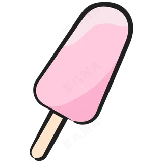 粉色草莓冰棒 手绘简笔画