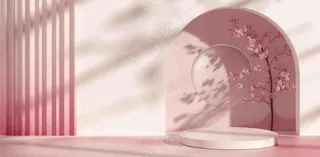 美妆护肤3d展台清新背景