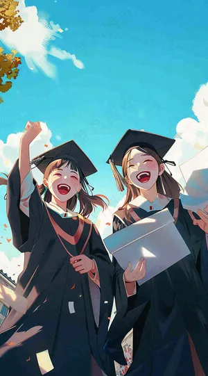 学生毕业季考试青春插画背景