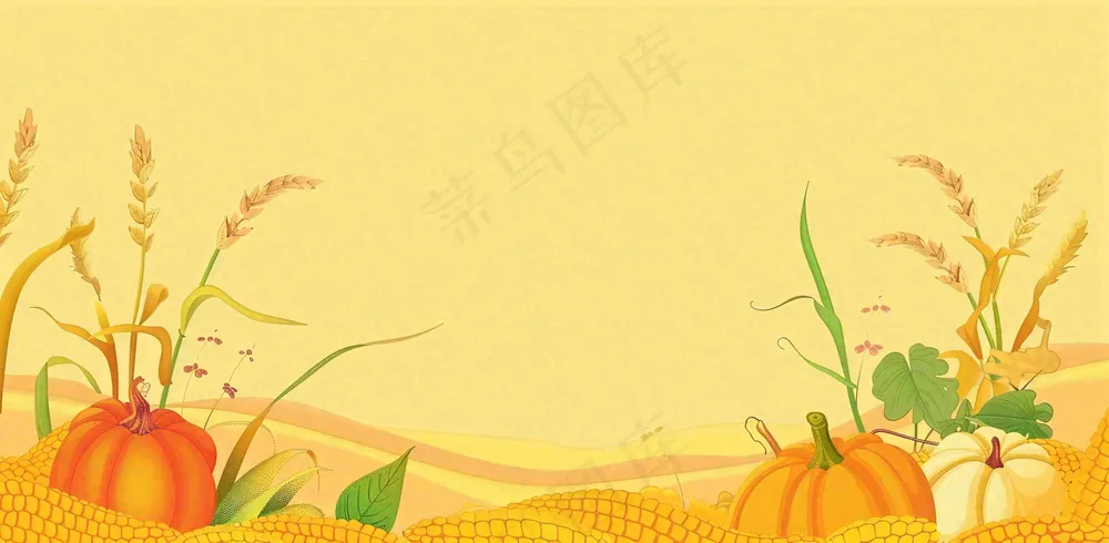 世界粮食日稻谷麦穗秋收卡通插画芒种秋分背景