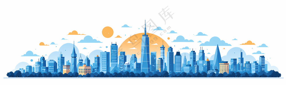 城市插画插图海报背景png素材