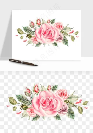 水彩复古花卉png免抠