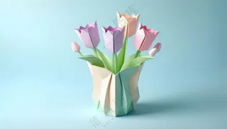 手工折纸郁金香摄影图片