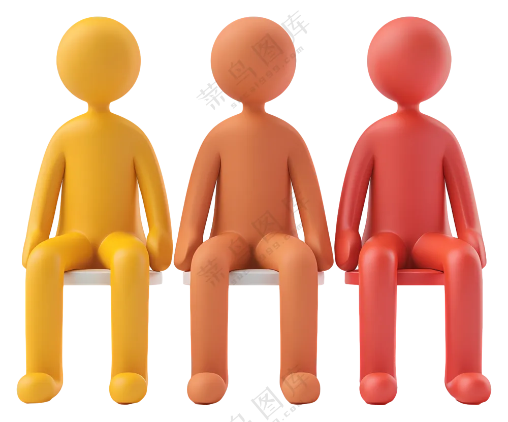 五颜六色的3D小人坐在一起