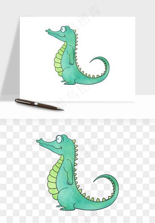 手绘鳄鱼png免抠