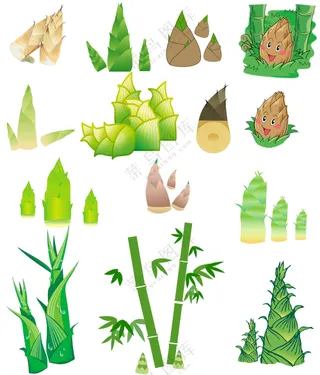 竹笋一柱擎天节节高升元素合集