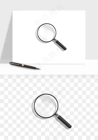 手绘放大镜镜片png免抠