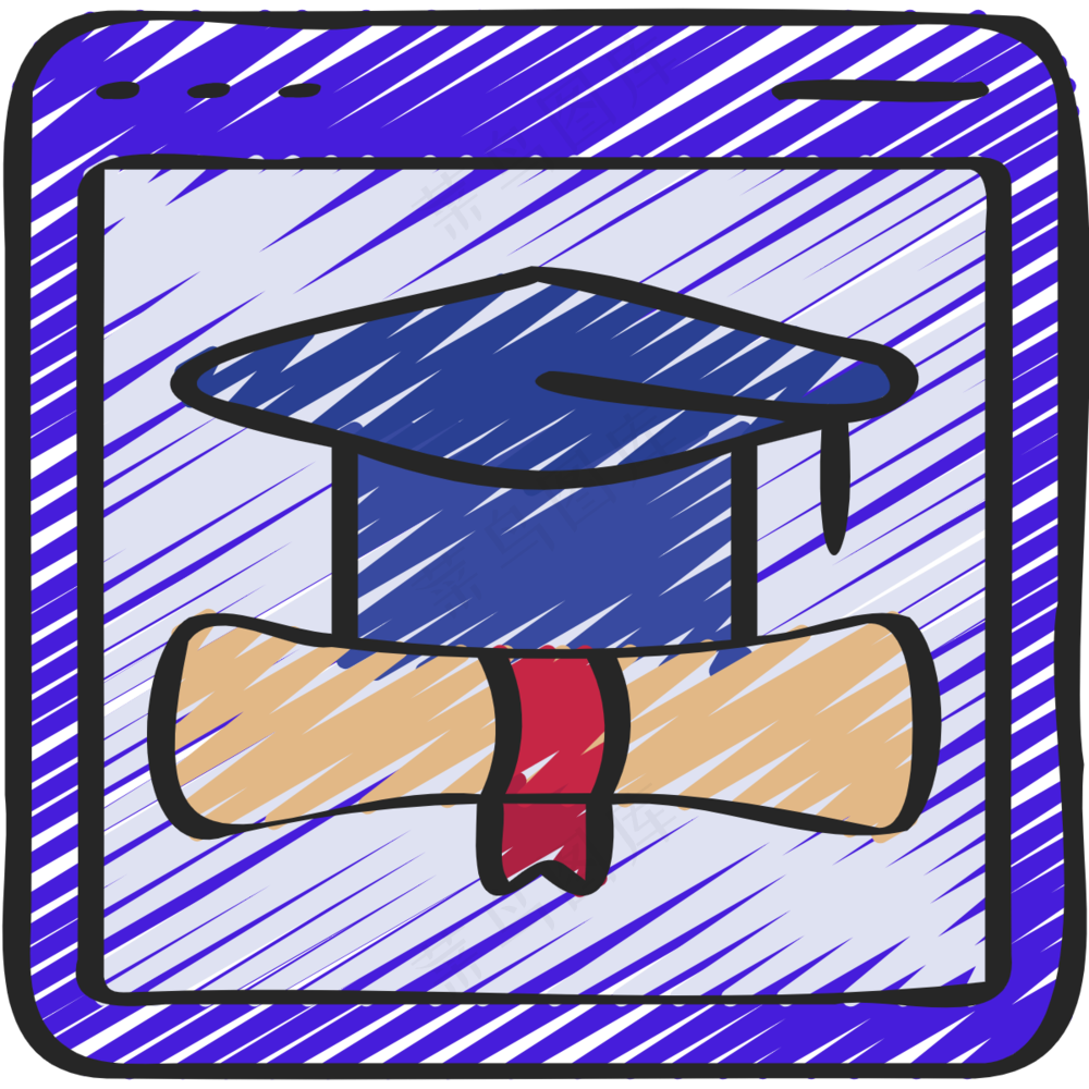 线上教育 函授学历 铅笔手绘图标icon