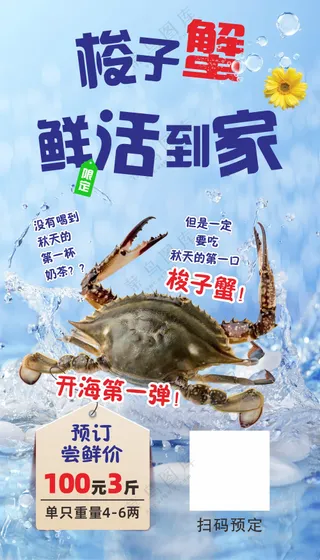 梭子蟹美食海报素材