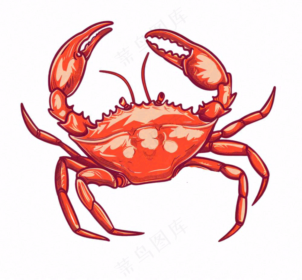 螃蟹海洋动物卡通插画免抠