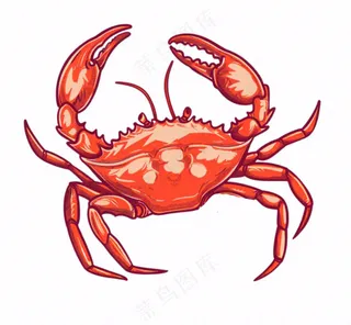 螃蟹海洋动物卡通插画免抠