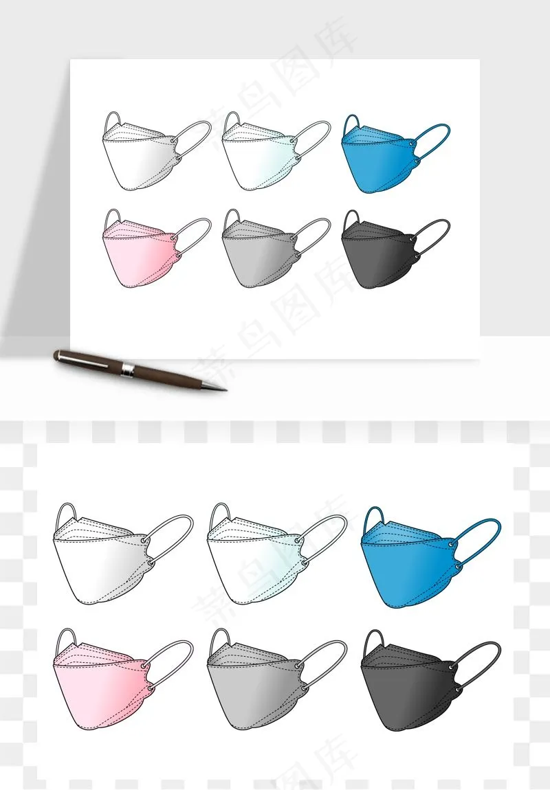 口罩手绘矢量png免抠