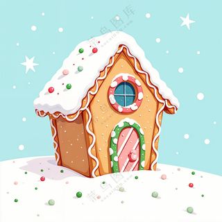 姜饼屋卡通插画图片