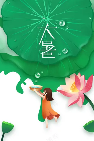 清新大暑节气传统活动海报