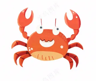 螃蟹海洋动物卡通插画免抠