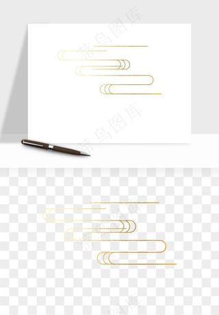 国潮线条祥云装饰png免抠