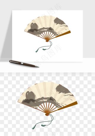 古风扇子元素png免抠
