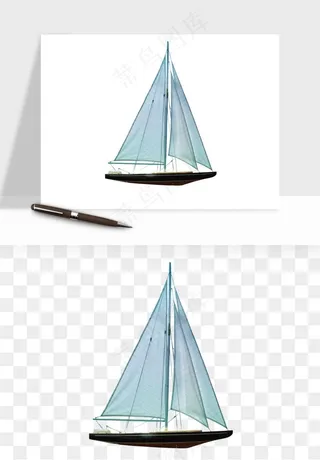 手绘航行帆船png免抠