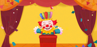 卡通插画马戏团小丑搞怪娱乐快乐表演愚人节插画背景